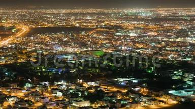 多哈卡塔尔从上述建筑物上看到的城市，时间推移，市中心，中东