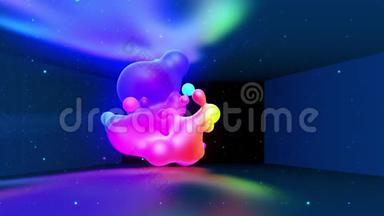 球体融合就像液体滴或流星在空气中平稳地移动，就像水下一样。 抽象液体颜色梯度