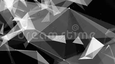 黑色白色丛带点，线，三角形.. 社会网络、互联网、科学背景资料