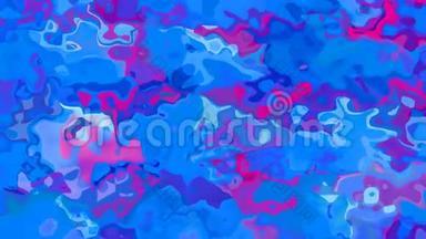 动画闪烁彩色背景全高清无缝循环视频-水彩溅液体效果-蓝色粉红色