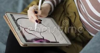 使用交互式笔显示、数字绘图平板和笔。 近点