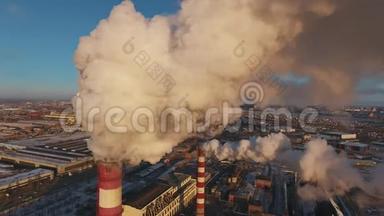 带烟管道：工业生产，厂房，<strong>大气污染</strong>..
