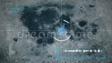 卫星飞越月球与全HUD界面探索表面三维渲染