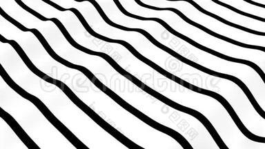 抽象流动条纹波光学错觉.. 黑白线条运动图案.. 无缝环路背景