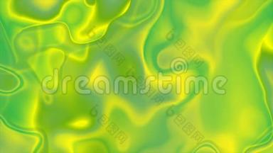 绿色黄色液体渐变抽象波状背景
