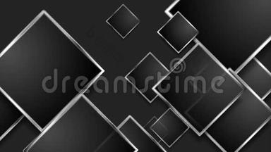 高科技银色方块暗几何运动背景