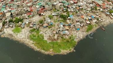 马尼拉的贫民窟，最高的景观。 生活<strong>垃圾</strong>造成的<strong>海洋</strong>污染。