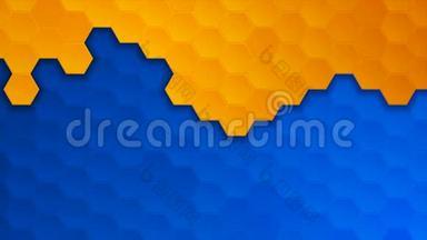 蓝橙几何六边形抽象技术运动背景