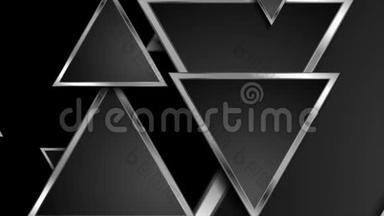 带银三角形的高科技几何抽象运动背景