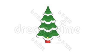 圣诞树盆栽，运动<strong>设计</strong>，动画，循环，阿尔法<strong>频道</strong>，4K，圣诞树，新年。