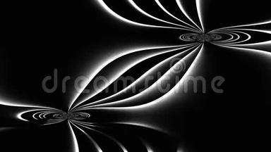 三维创意螺旋和波浪<strong>运动</strong>的<strong>黑白</strong>颜色。 高清循环。