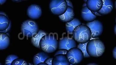 蓝色气泡背景动画，无缝，可循环，4kUHD。 蓝色气泡的动态动画生长序列。