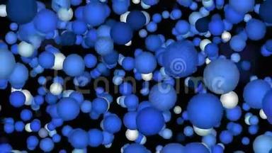 蓝色气泡背景动画，无缝，可循环，4kUHD。 蓝色气泡的<strong>动态</strong>动画<strong>生长</strong>序列。