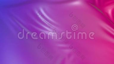 动画纹理在4k。 红色紫色渐变波浪布表面3D动画，形成像液体一样的波纹