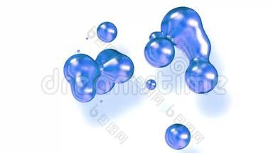令人惊奇的<strong>抽象</strong>背景，仿佛玻璃滴或充满蓝色火花的<strong>球体</strong>融合在一起，
