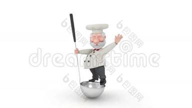 三维厨师用勺子。