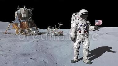 月球上的宇航员环顾四周。 这段<strong>视频</strong>的<strong>元素</strong>由美国宇航局提供。