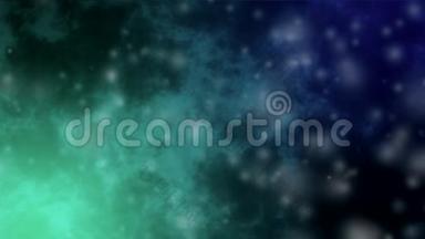移动星云的深蓝色和浅绿色背景，循环动画