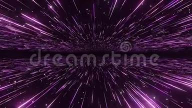 抽象超空间背景。 光的速度，霓虹灯发光的光线和恒星的运动与空间的标志或文字。