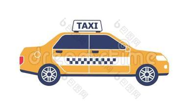 出租车汽车卡通平面图标.
