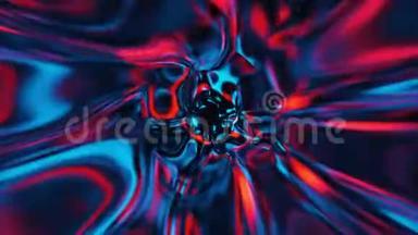 飞胸环形抽象彩色VJ隧道与蓝色和<strong>红线</strong>。 未来，速度，大数据动画.. 3D绘制