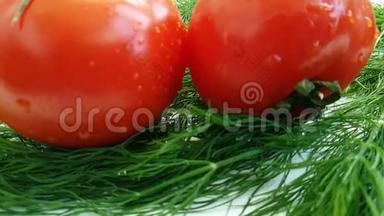 <strong>红番茄</strong>湿在白色背景风味厨房滴溅健康食品准备