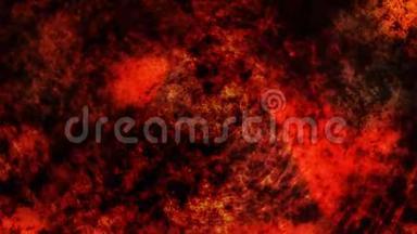 摘要炽热的火焰红色纹理小上升烟雾粒子-4K无缝环运动背景动画
