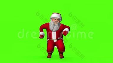穿着红色西装的圣诞老人正在跳舞。 3d在绿色<strong>屏</strong>幕上渲染