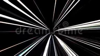 虫洞在时间和空间上，飞行<strong>快速通过</strong>黑色背景上的速度隧道，无缝回路。 动画