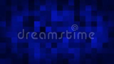 蓝色运动抽象背景彩色像素闪烁和切换