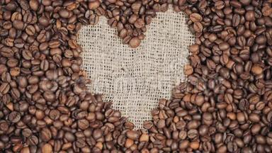 木桌上的咖啡豆.. 咖啡豆的心脏