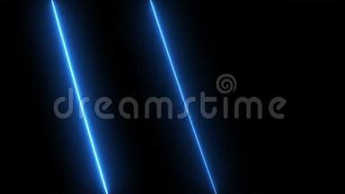 抽象蓝光运动.. 黑色背景上激光束的动画。 现实的光束。 星星坠落