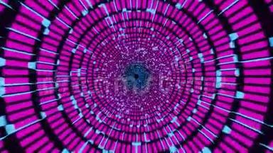 未来的五彩霓虹飞行隧道动画背景。 无缝环，