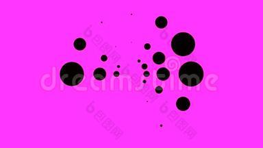 用黑色脉动点围成圆圈的动画.. 动画。 三行中的黑点以圆的形式在加载