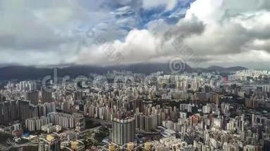 鸟瞰<strong>香港城市</strong>的摩天大楼。 4K时间推移-2016年8月，<strong>香港</strong>