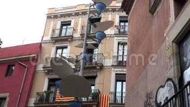 巴塞罗那的路灯。 西班牙。