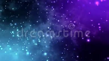 移动粒子的紫色和浅蓝色背景，循环动画