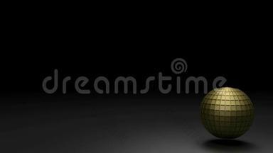 金属黄铜球，表面平方飞越一个黑色计划，去暗影-三维渲染插图