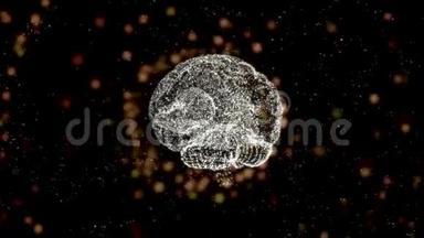 大脑漂浮在空间中，发出很大的光，波克粒子之间爆炸，这些想法改变了它们的颜色。