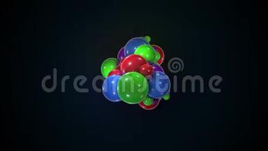 一群五颜六色的<strong>混沌</strong>球体。 计算机生成的大<strong>小</strong>球的抽象形式。 3D渲染背景