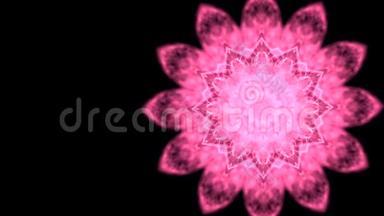 吸收能量的概念。 粉红色圆形图案旋转和缩小缓慢的抽象视频，消耗了一切