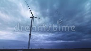 风力涡轮机产生环境能源。 环境污染的概念、替代技术