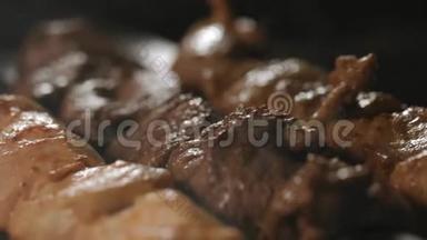 从不同种类的肉中取出的肉串，用<strong>串串</strong>，用木炭煮熟