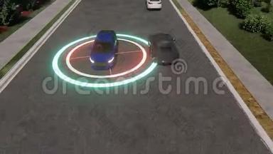 自动驾驶汽车gps的概念设计。 自动停车系统、自动停车、智能停车技术概念