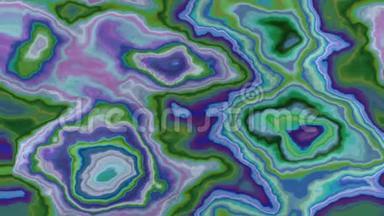 彩色彩色全高清无缝循环视频大理石玛瑙石表面-彩色绿紫色