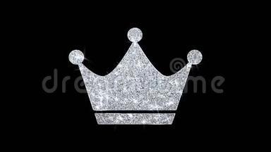 女王皇冠图标闪烁闪烁环闪烁粒子。