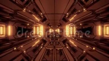 未来的科幻空间飞机库隧道走廊与良好的折射三维渲染三维插图运动背景现场