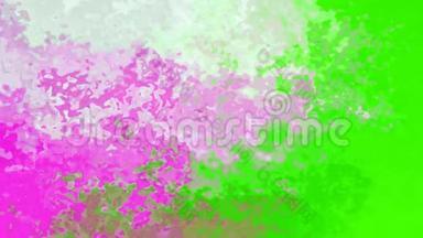 动画闪烁彩色背景无缝循环视频-水彩斑点效果-颜色突出绿色和粉红色