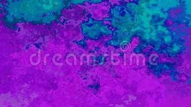 彩色彩色彩色彩色无缝环视频-水彩花效果-彩色充满活力的紫色蒂兰绿色