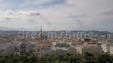 维也纳城市天际线航拍.. 维也纳的空中景色。 奥地利维也纳大教堂和城市景观